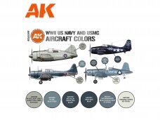 AK Interactive - 3rd generation - Akrilinių dažų rinkinys WWII US Navy & USMC Aircraft Colors,AK11729