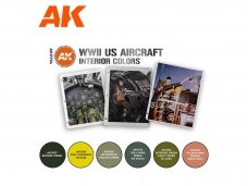 AK Interactive - 3rd generation - Akrilinių dažų rinkinys WWII US Aircraft Interior Colors, AK11734