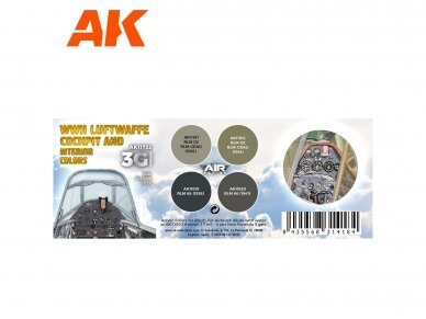 AK Interactive - 3rd generation - Acrylic paint set WWII Luftwaffe Cockpit & Interior Colors, AK11722 1