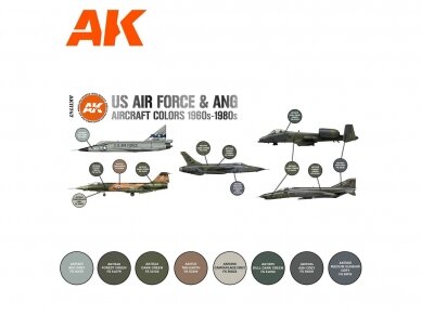 AK Interactive - 3rd generation - Akrilinių dažų rinkinys US Air Force & ANG Aircraft Colors 1960s-1980s, AK11747 1