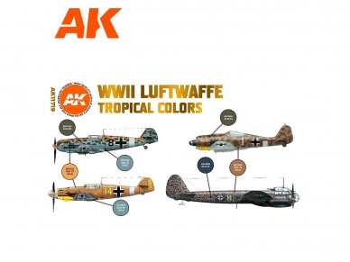 AK Interactive - 3rd generation - Akrilinių dažų rinkinys WWII Luftwaffe Tropical Colors Set, AK11719 1