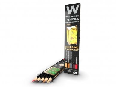 AK Interactive - Weathering Pencils CHIPPING & AGING Set (pieštukų rinkinys), AK10042