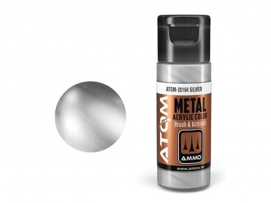 AMMO MIG - ATOM Akriliniai dažai METALLIC Silver, 20ml, 20164 1