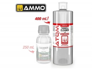 AMMO MIG - ATOM Thinner and Cleaner with Retarder (растворитель с земедлителем и oчиститель для акриловой краски), 400 ml, 20521 2