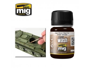 AMMO MIG - DARK BROWN WASH FOR GREEN VEHICLES, 35ml, 1005