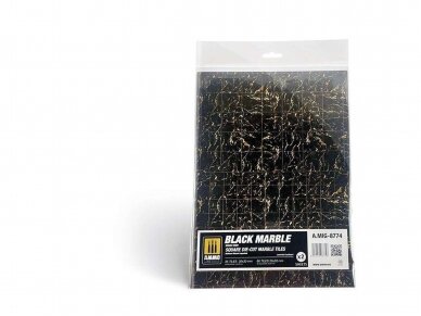 AMMO MIG - материал для моделирования Black Marble. Square die-cut marble tiles 8774 1