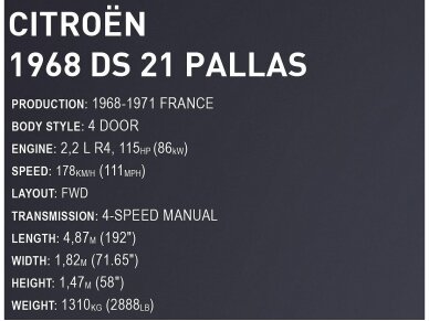 COBI - Конструктор Citroen DS 21 Pallas 1968, 1/12, 24348 10