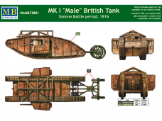 Master Box - MK I "Male" British Tank Somme Battle period, 1916 (Mark I), 1/72, 72001