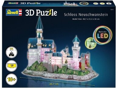 Revell - 3D Dėlionė Neuschwanstein Castle - LED Edition, 00151 1