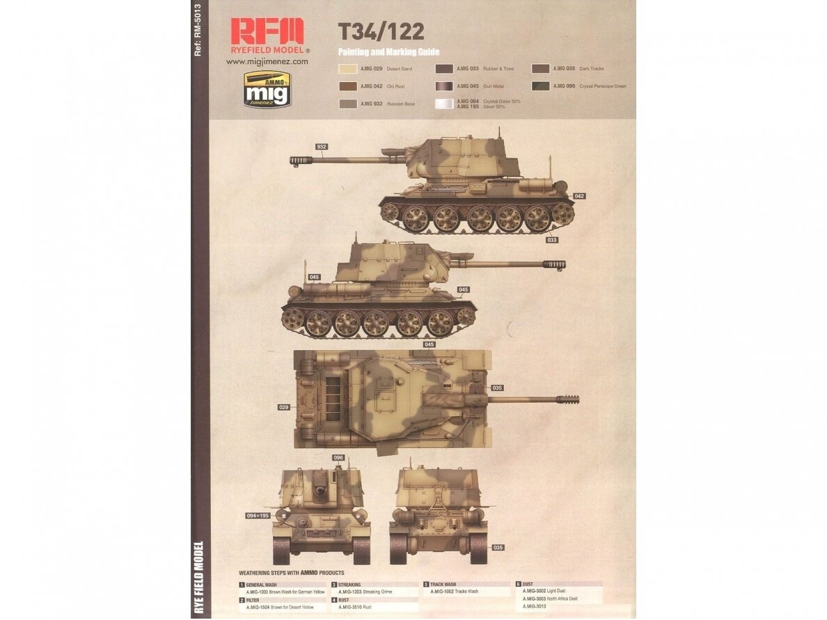 Rye Field Model T 34 122 Egyptian Scale 1 35 Rfm 5013