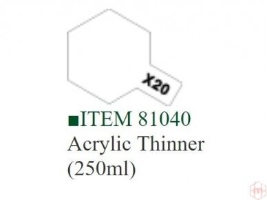 Tamiya - 81040 - X-20A - Acrylic Thinner (250ml) - G and G Model Shop